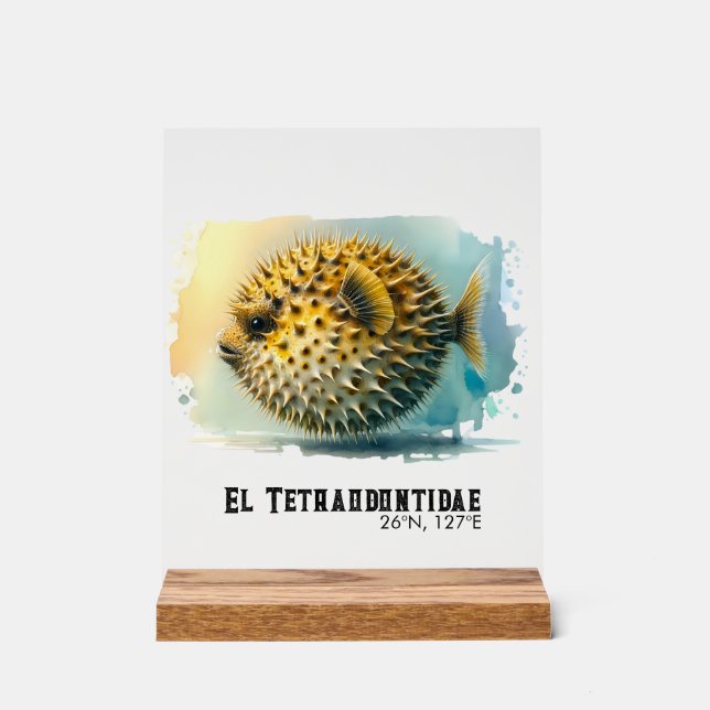 Watercolor Series: Blowfish Acrylschild (Vorderseite)
