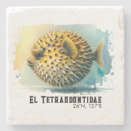 Watercolor Series: Blowfish Steinuntersetzer