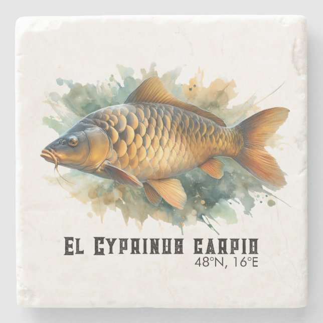 Watercolor Series: Carp Steinuntersetzer (Vorderseite)