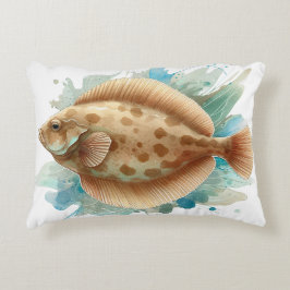Watercolor Series: Flounder/Flatfish Dekokissen