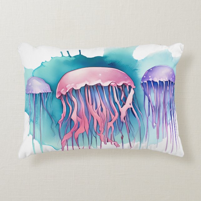 Watercolor Series: Jellyfish Dekokissen (Vorderseite)