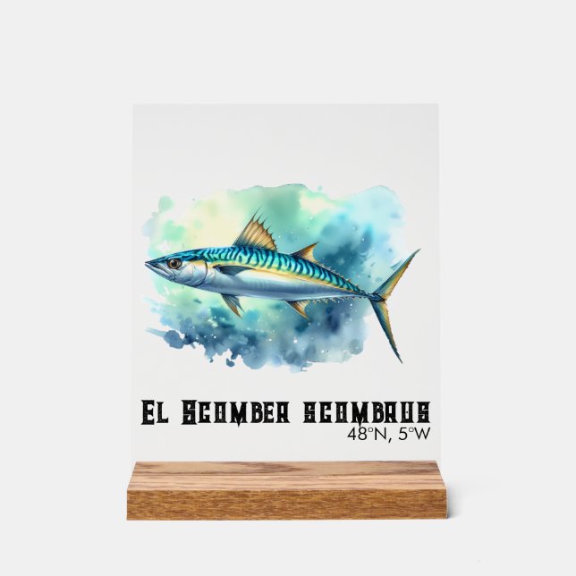Watercolor Series: Mackerel Acrylschild (Vorderseite)