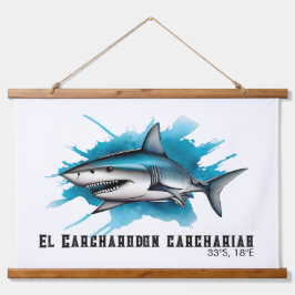 Watercolor Series: Shark Wandteppich Mit Holzrahmen