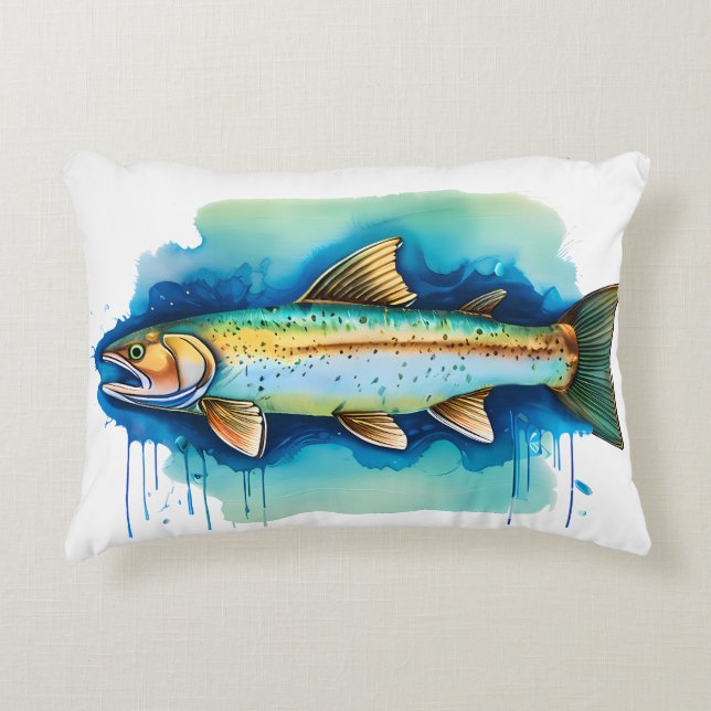 Watercolor Series: Trout/Salmon Dekokissen (Vorderseite)