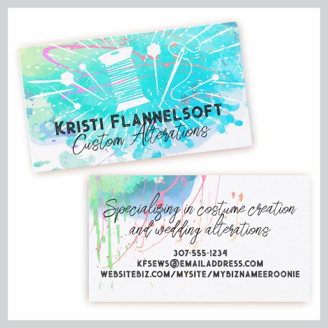 Watercolor sewing notions seamstress business card visitenkarte (Von Creator hochgeladen)