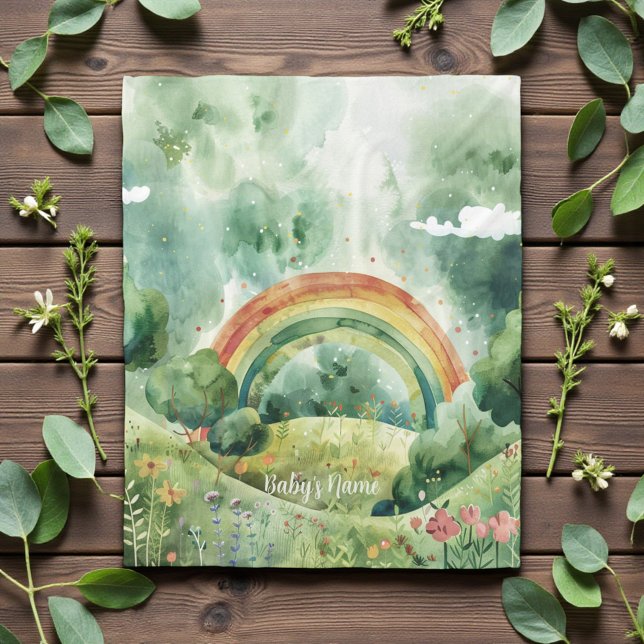Watercolor Shades of Green Rainbow Fleecedecke (Von Creator hochgeladen)