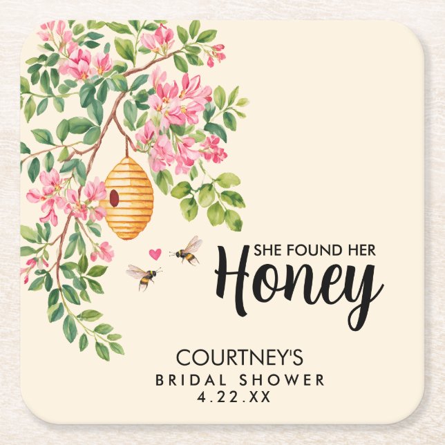 Watercolor She Found Her Honey Bridal Shower  Rechteckiger Pappuntersetzer (Vorderseite)