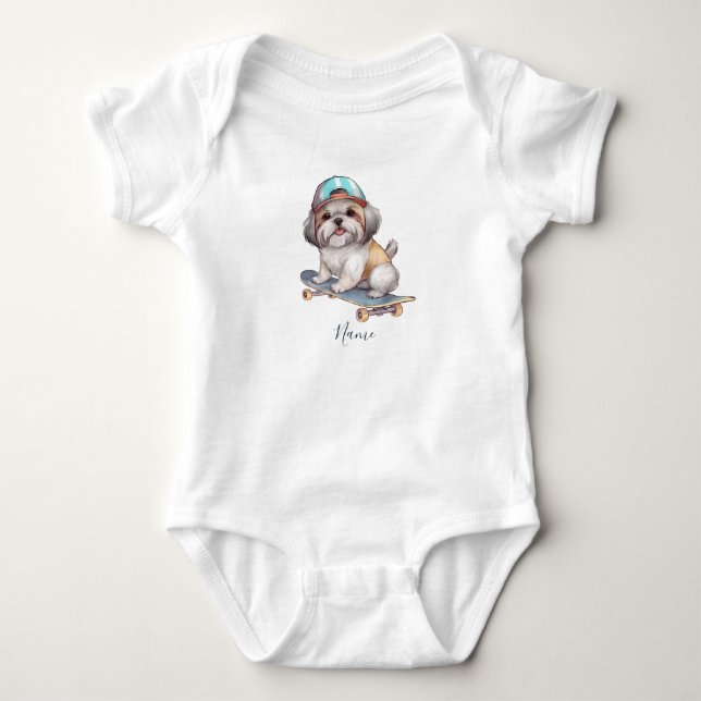 Watercolor Shih Tzu Baby Bodysuit Baby Strampler (Vorderseite)