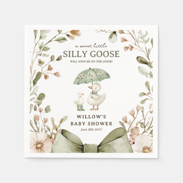 Watercolor Silly Goose Baby Shower Serviette (Vorderseite)
