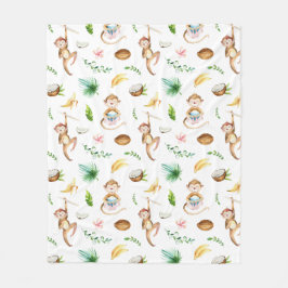 Watercolor Silly Monkeys Fleecedecke