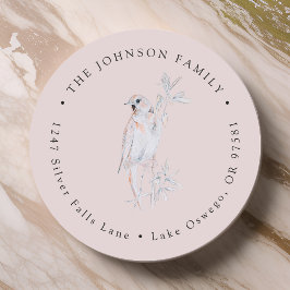 Watercolor Singing Nightingale Bird Rücksendeadres Runder Aufkleber