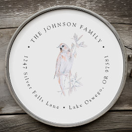 Watercolor Singing Nightingale Bird Rücksendeadres Runder Aufkleber