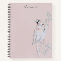Watercolor Singing Nightingale Spirale Notebook