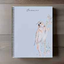 Watercolor Singing Nightingale Spirale Notebook
