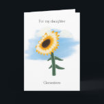 Watercolor Sky Yellow Sunflower Daughter Geburtsta Karte<br><div class="desc">Personalisierte gelbe Geburtstagskarte für Sonnenblumen,  mit der Sie den Namen des Geburtstagsempfängers auf die Vorderseite setzen und die innere Kartenmeldung personalisieren können. Diese personalisierte Sonnenblumenkarte wäre toll zum Geburtstag,  Muttertag und vieles mehr.</div>