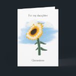 Watercolor Sky Yellow Sunflower Daughter Geburtsta Karte<br><div class="desc">Personalisierte gelbe Geburtstagskarte für Sonnenblumen,  mit der Sie den Namen des Geburtstagsempfängers auf die Vorderseite setzen und die innere Kartenmeldung personalisieren können. Diese personalisierte Sonnenblumenkarte wäre toll zum Geburtstag,  Muttertag und vieles mehr.</div>