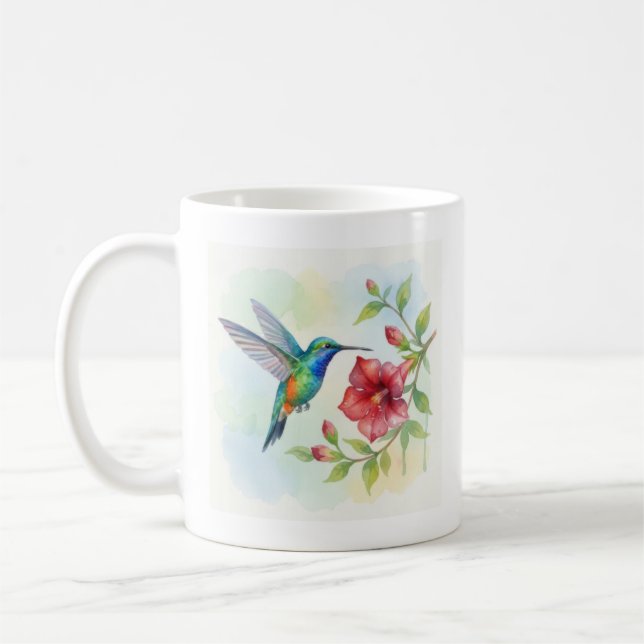 Watercolor Small Hummingbird Kaffeetasse (Links)