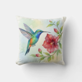 Watercolor Small Hummingbird Kissen