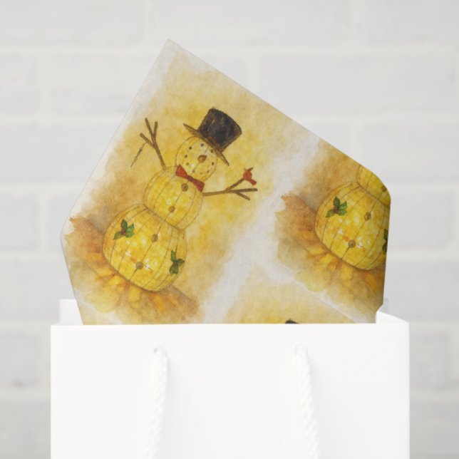 Watercolor snow man seidenpapier (Geschenk Tasche)