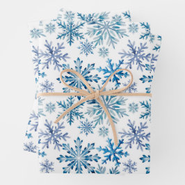 Watercolor Snowflakes Pattern Geschenkpapier Set