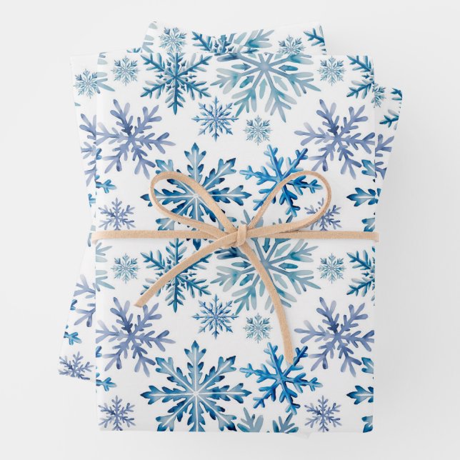 Watercolor Snowflakes Pattern Geschenkpapier Set (Beispiel)