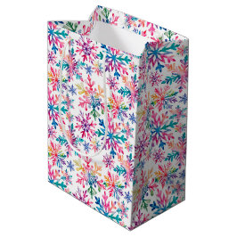 Watercolor Snowflakes Pattern Mittlere Geschenktüte
