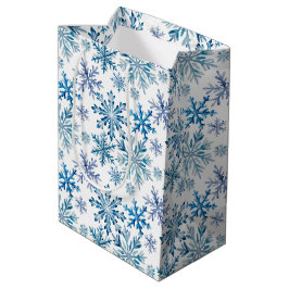 Watercolor Snowflakes Pattern Mittlere Geschenktüte