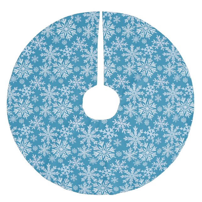 Watercolor Snowflakes Pattern Polyester Weihnachtsbaumdecke (Vorderseite)