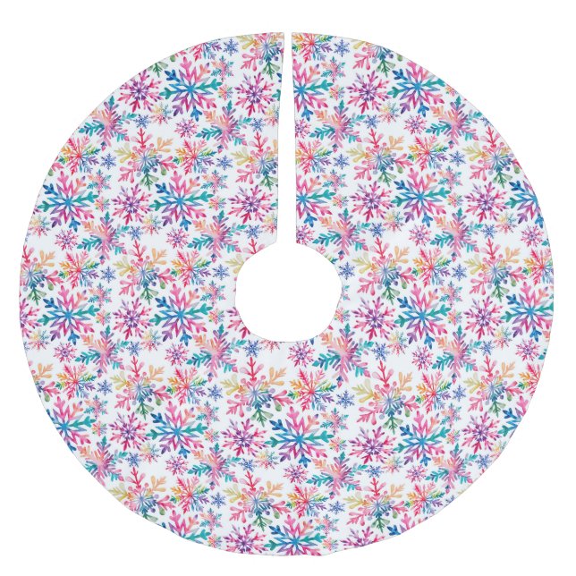 Watercolor Snowflakes Pattern Polyester Weihnachtsbaumdecke (Vorderseite)