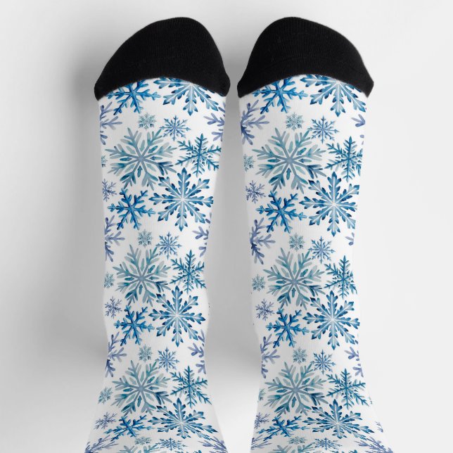Watercolor Snowflakes Pattern Socken (Oben)