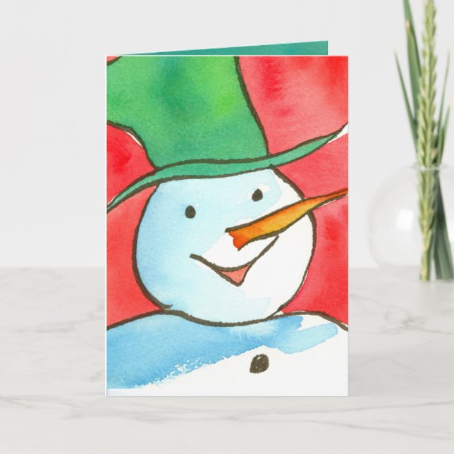 Watercolor Snowman Frohe Weihnachten (Vorderseite)