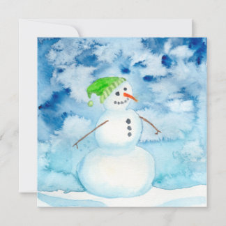 Watercolor Snowman Holiday Card Mitteilungskarte