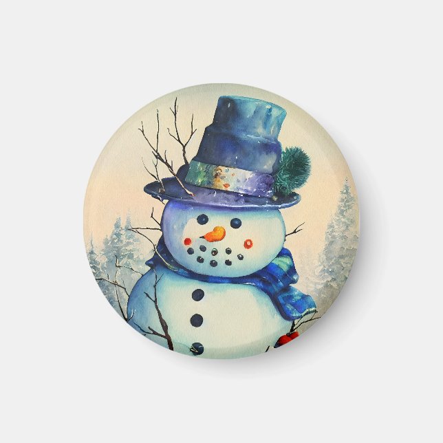 Watercolor Snowman Magnet (Vorne)