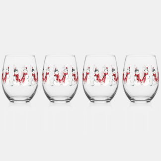 Watercolor Snowman  Weinglas Ohne Stiel