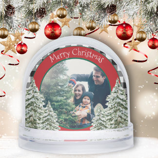 Watercolor Snowy Trees With Black Plaid