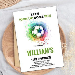 Watercolor Soccer Invitations Anniversaire
