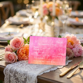 Watercolor Soft Pink and Orange Wedding Rsvp Karte