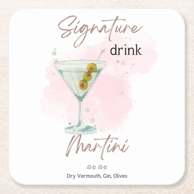 Watercolor Sommercocktail Rechteckiger Pappuntersetzer (Vorderseite)