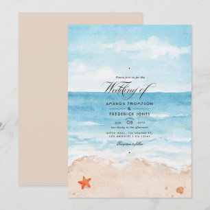 Watercolor Sommerstrand Hochzeitseinladung Einladung