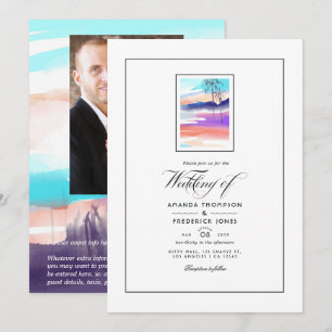 Watercolor Sommerstrand Hochzeitseinladung Einladung