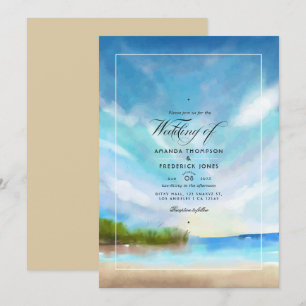 Watercolor Sommerstrand Hochzeitseinladung Einladung