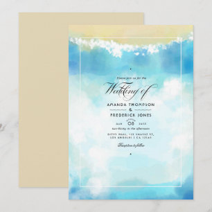 Watercolor Sommerstrand Hochzeitseinladung Einladung