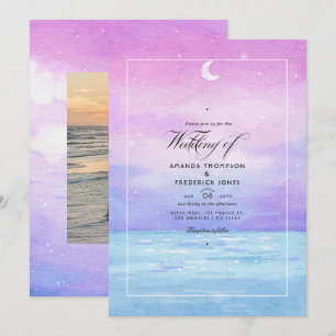 Watercolor Sommerstrand Hochzeitseinladung Einladung