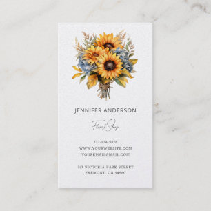 Watercolor Sonnenblume Bouquet Florist Visitenkarte