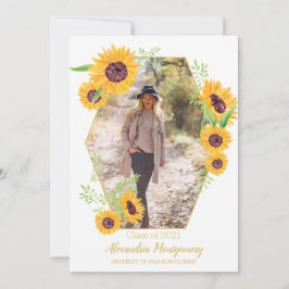 Watercolor-Sonnenblume-Foto-Abschluss-Mitteilung Einladung