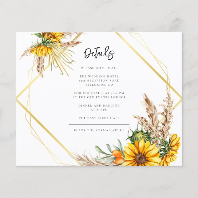 Watercolor Sonnenblume Rustikale Hochzeitskarte (Vorderseite)