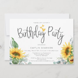 Watercolor Sonnenblumen Geburtstagsparty Einladung