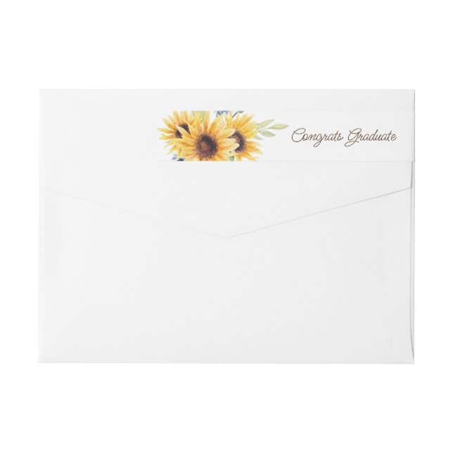 Watercolor Sonnenblumen Wraparound Address Label (Rückseite)