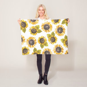 Watercolor Sonnenblumenmuster Muster Babydecke Fleecedecke