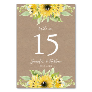 Watercolor Sonnenblumenpapier   Hochzeit Tischnummer
